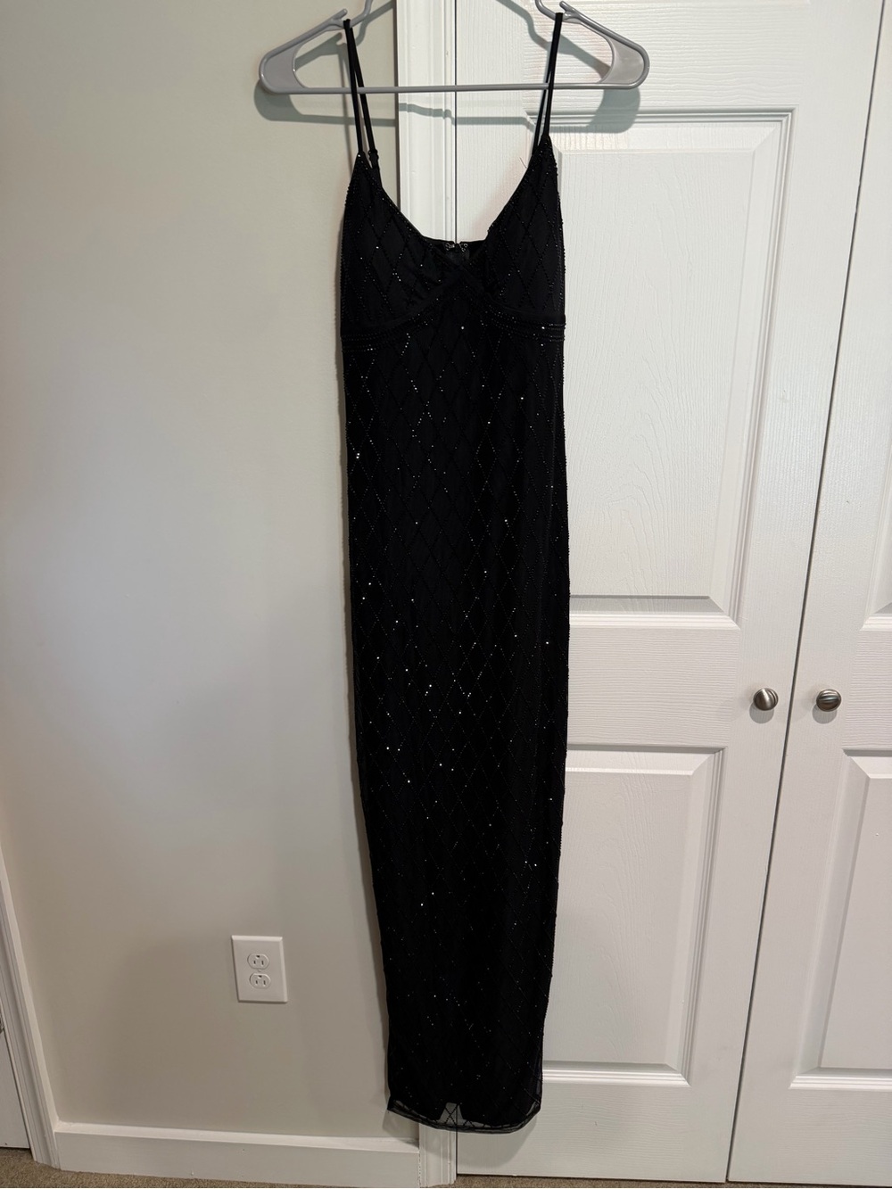 Windsor Black Sequin Maxi Slip Dress